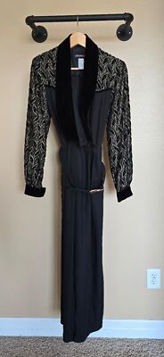 Vintage John Roberts black and gold jumpsuit long sleeved women's size 6