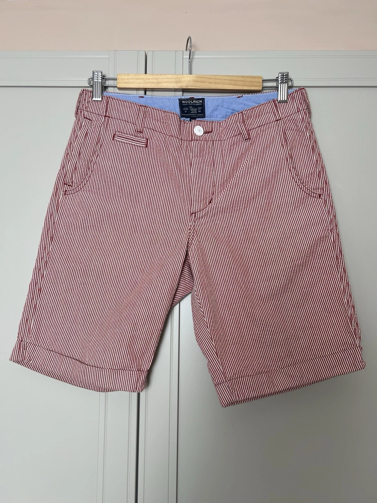 Woolrich Red and White Stripe Men’s Smart Holiday Shorts Size 30