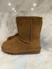 Bearpaw Toddler Boots Size 9 Brown Suede Shearling Lined Winter Boots Side Zip