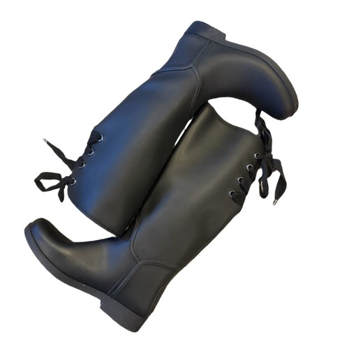 Sz 8B- COACH Tristee Waterproof Rubber Rain Boots Fleece Lined Corset Lace Up