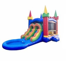 Crossover Inflatable Water Slide Bounce House for Kids Rainbow w Blower Pool