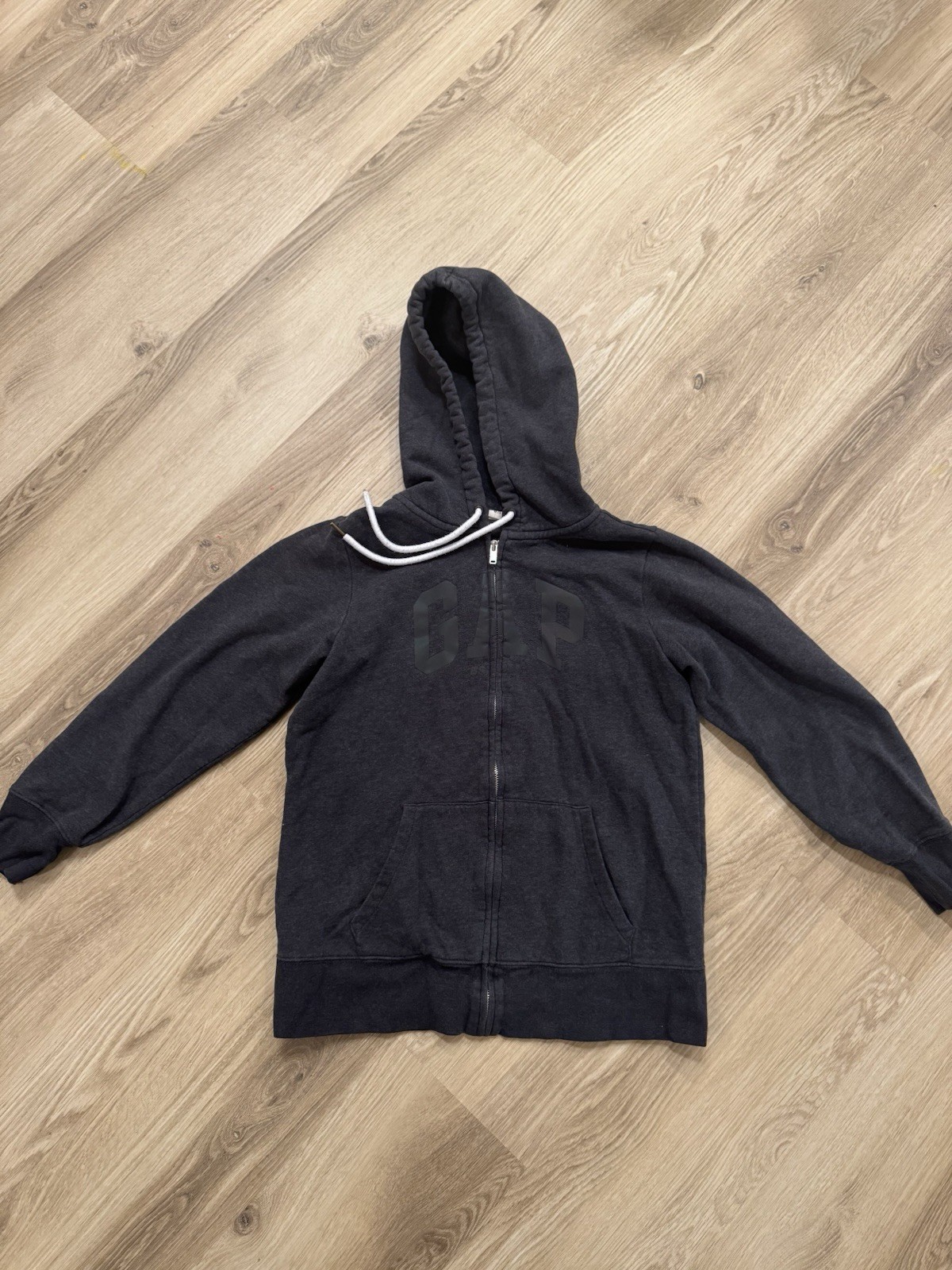 Gap Hoodie womens M Full Zip Jacket Gray Embroidered Spellout Pockets