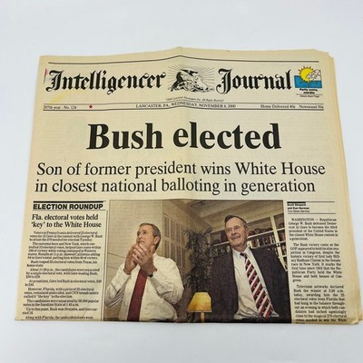 VTG George W. Bush Elected Newspaper November 8 2000 Intelligence Journal PA BA2