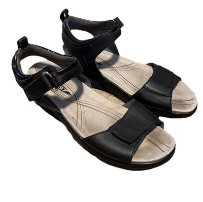 MBT WOMENS SZ 11 Black Leather ROCKER TONING WALKING SANDALS