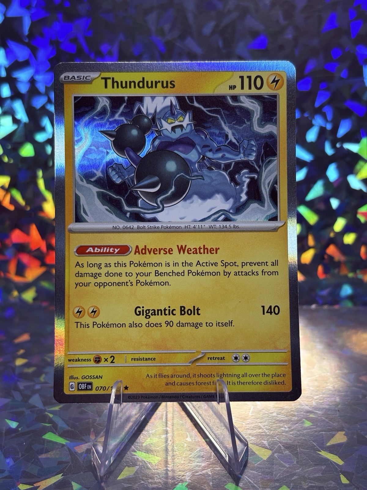 Pokémon TCG, Thundurus, Obsidian Flames 70/197 Holo Rare NM
