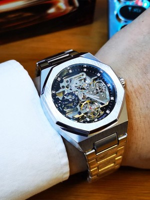 Men's Automatic Watch 3D Diamond Skeleton Hollow Luminous