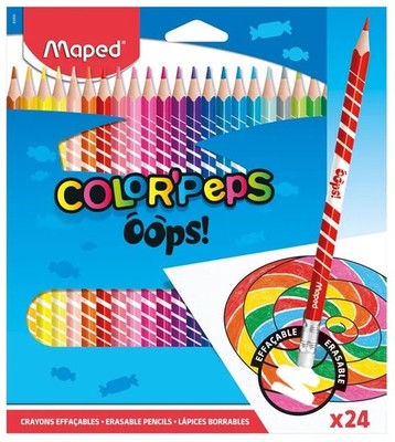 Colorpeps Oops radierbare Bleistifte mit Radiergummi, 24 Stk. Maped 832824