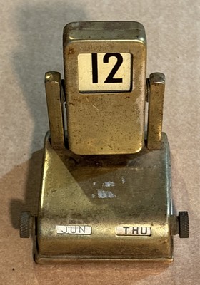 Vintage Perpetual Metal Desk Flip Brass Calendar Japan - Works!