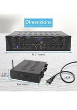 Pyle PTA44BT 4-Ch. Bluetooth Amplifier Stereo Receiver System, with FM Radio
