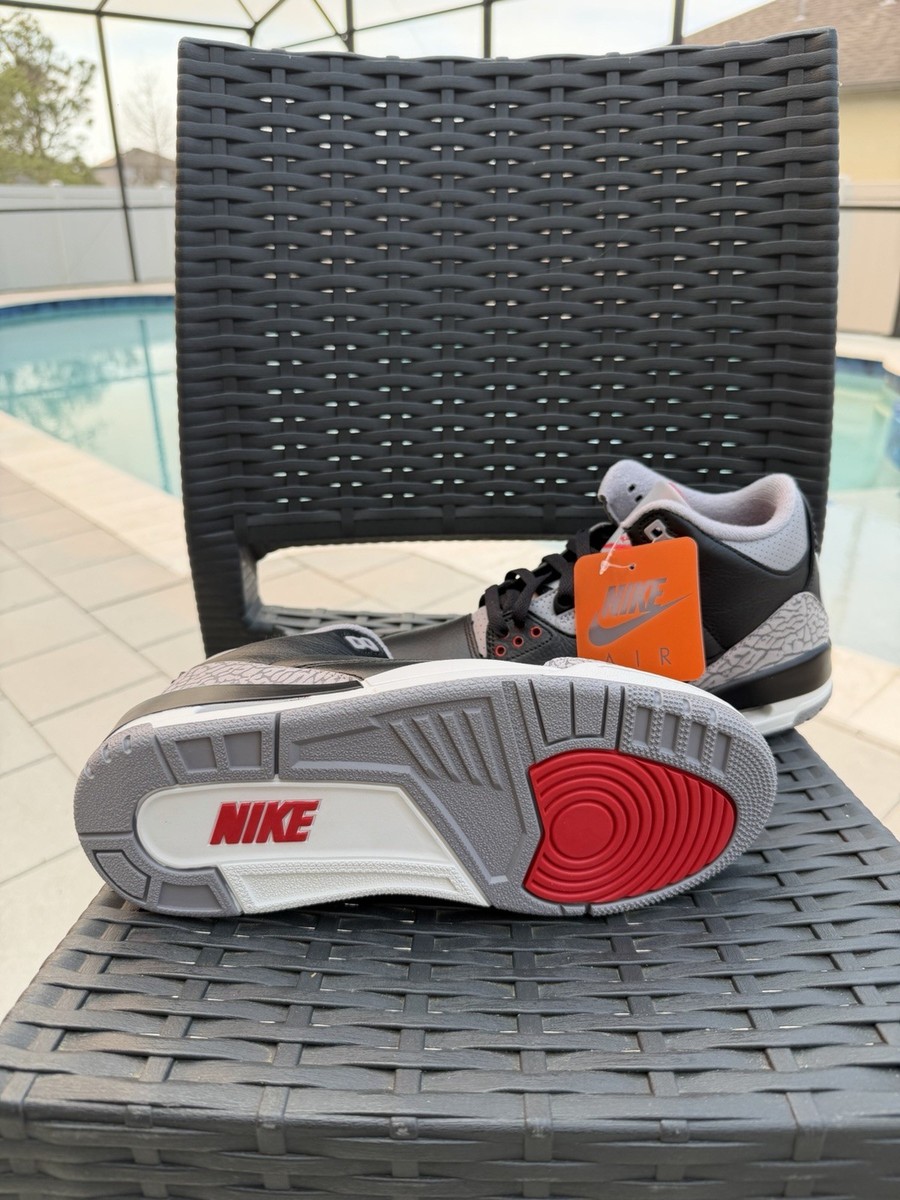 Nike Air Jordan 3 Black Cement Elephant Print Mid Top Sneaker