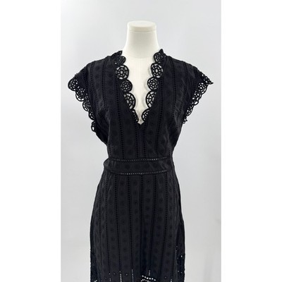 Opening Ceremony Black Lace Eyelet Sleeveless V-neck Dress Knee Length Sheath 8