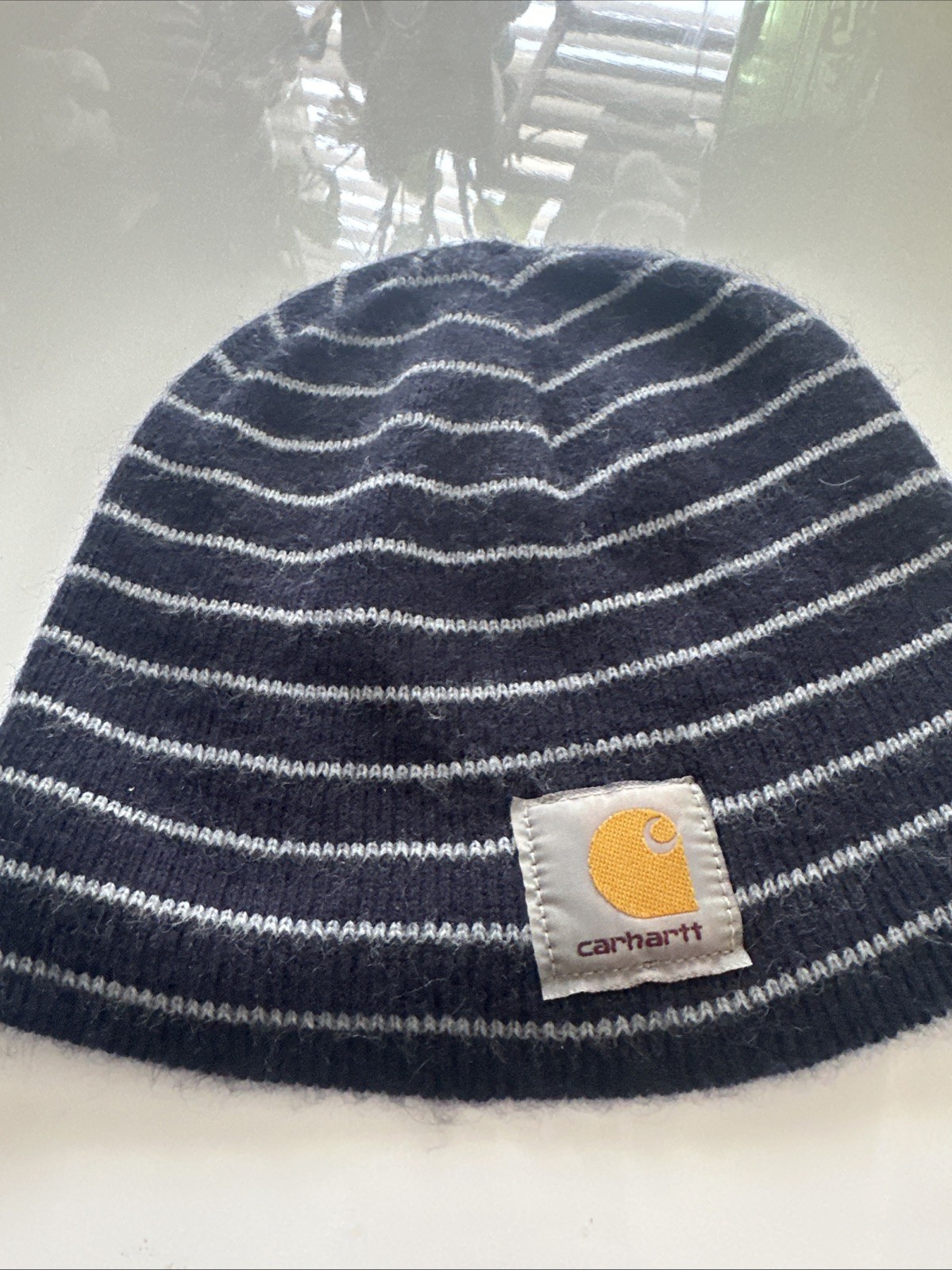 Carhartt Unisex Adult Striped Knit Beanie OSF Blue /White