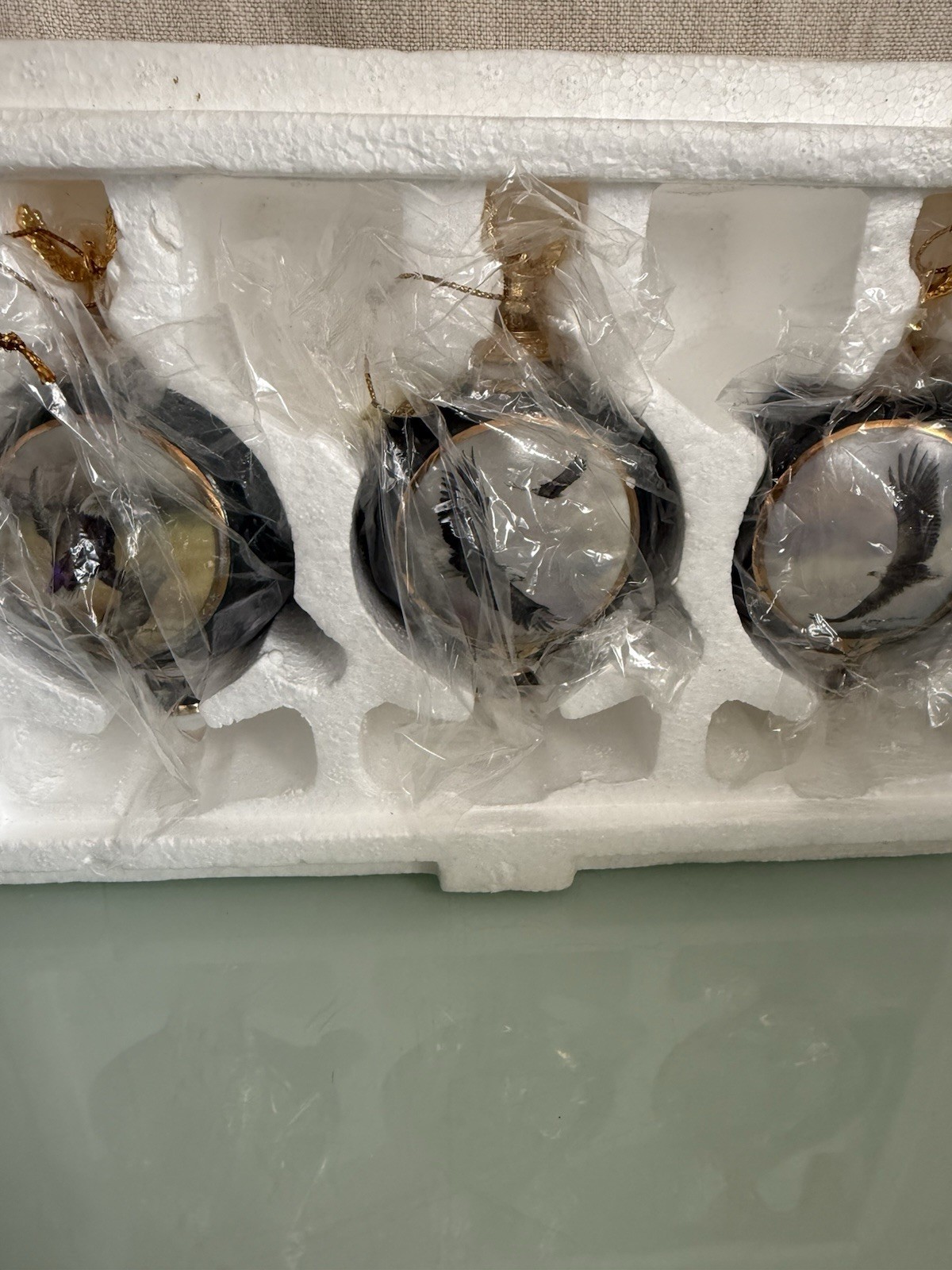 Lot Of 9 Bradford Exchange America The Beautiful Eagles Christmas Ornaments