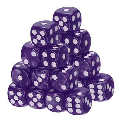 20Pcs Standard Game Dice Set 16mm Pearl Pattern Square Dice, Purple