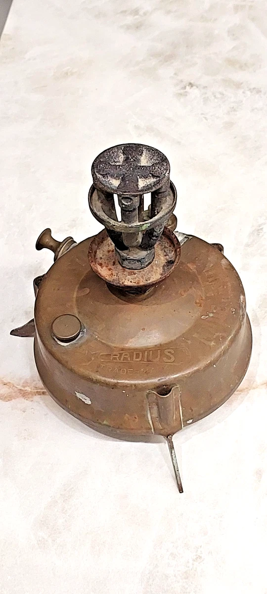 Réchaud à Pétrole Vintage émaillé Marron, 2 Mèches, Camping, Années 1920-40, Pays-Bas