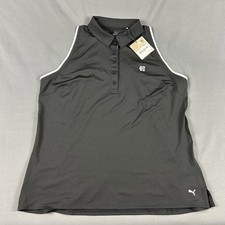 Puma Womens Golf Shirt Polo Chest Logo Sleeve...