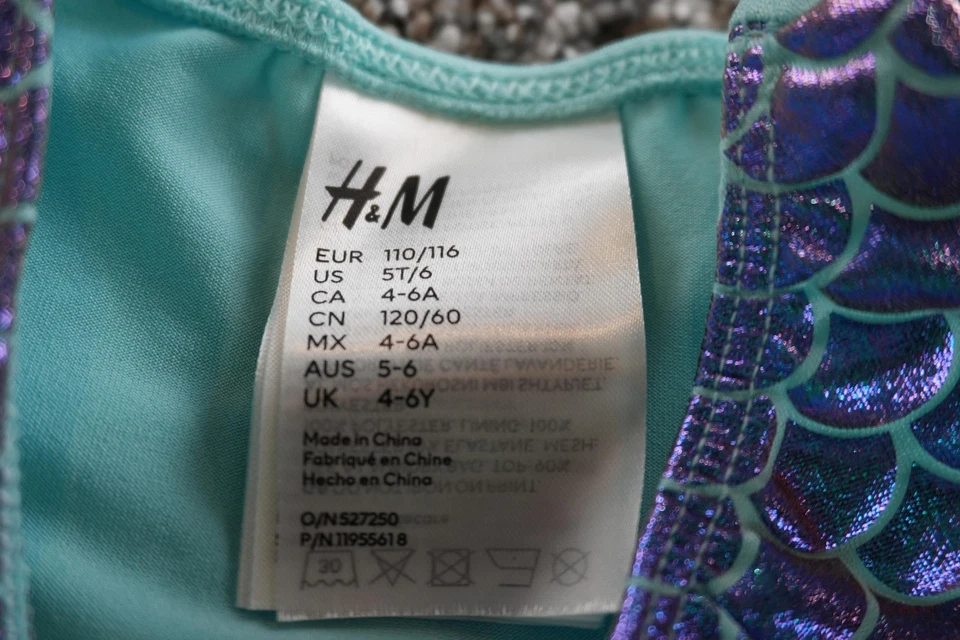 H&M Vestido Niñas 4-6X Azul Sirena Disfraz Sin Mangas Tul Falda Brillante Fiesta Foto 4 de 4
