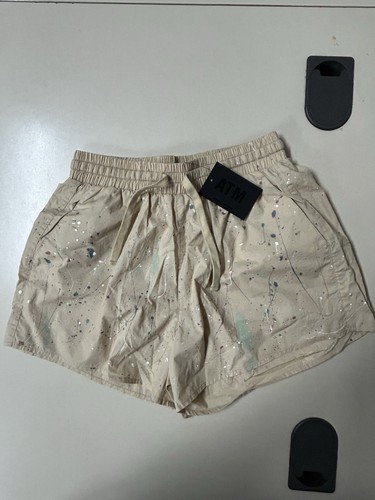 NWT ATM Womens Paint Splatter Elastic Waist Drawstring Shorts Butter Size S/P
