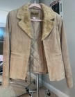 Y2K Mudd Women’s Beige Leather Jacket Faux Fur Trim Collar Full Zip Lined M — photo 6