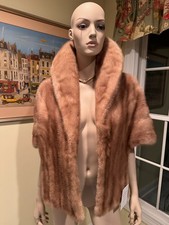 Light Brown Mink Real FUR STOLE EVENING WRAP SHOULDER Shawl SHRUG Cape Bridal