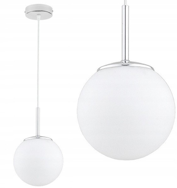 Pendelleuchte Wohnzimmer Glas Silber Weiß E27 B:14 Cm HäNgelampe Esszimmer-image
