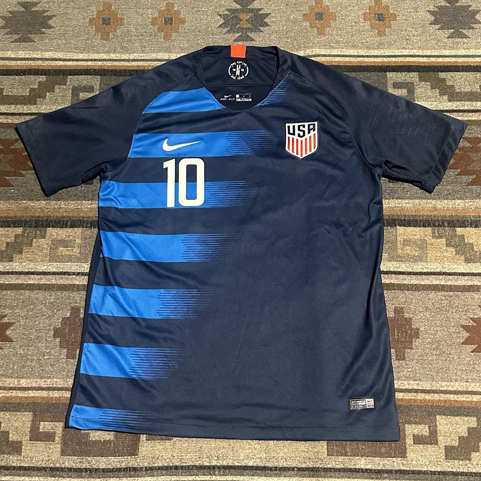 Nike USMNT 2018 Away Jersey Mens Large Blue Christian Pulisic Team USA Soccer A8