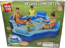 NEW Delux Comfort Family Swimming Pool Play Day Inflatable Summer Let’s Have Fun