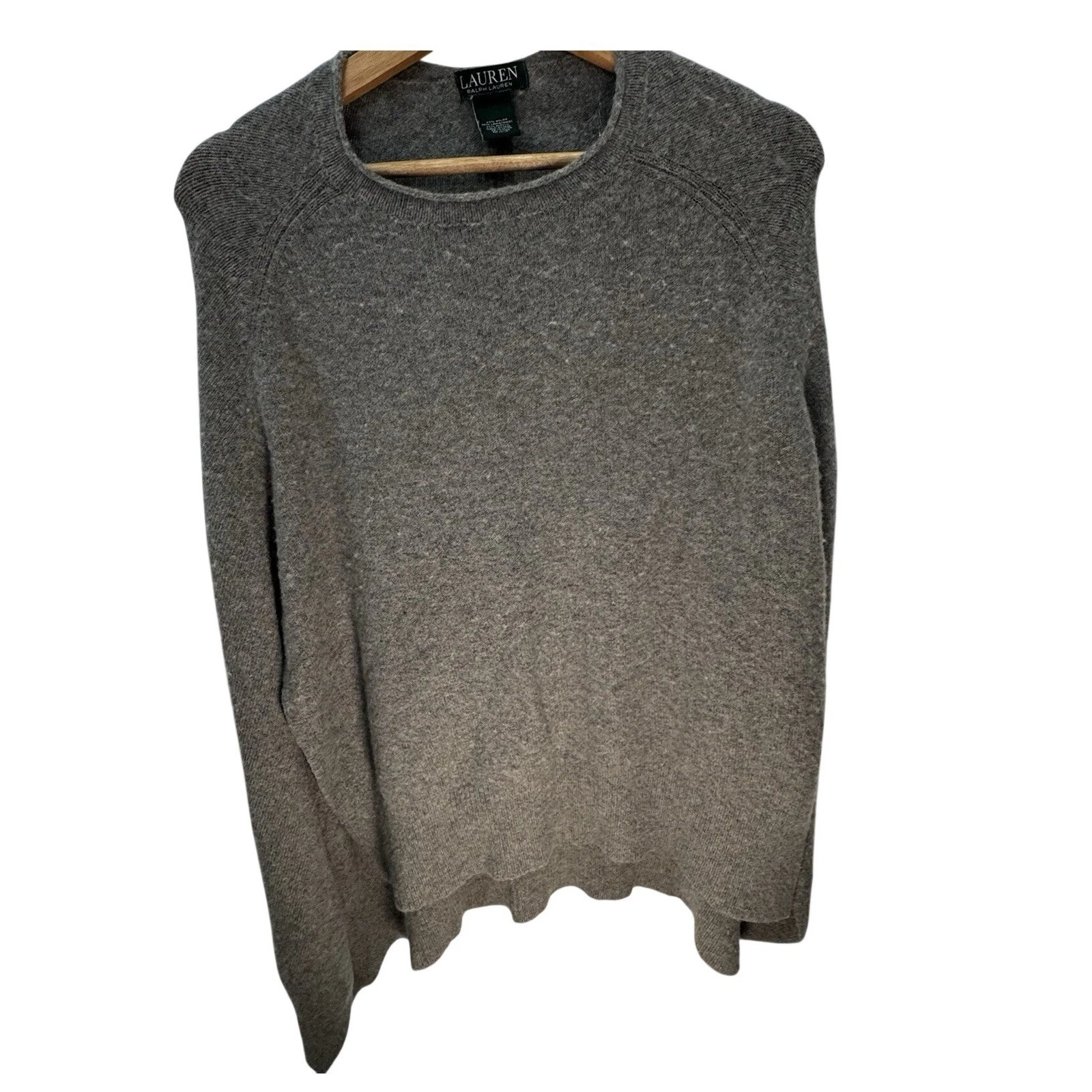 Vintage Y2K Lauren Ralph Lauren Gray Wool Blend Poncho Cape OS Cozy Minimalist