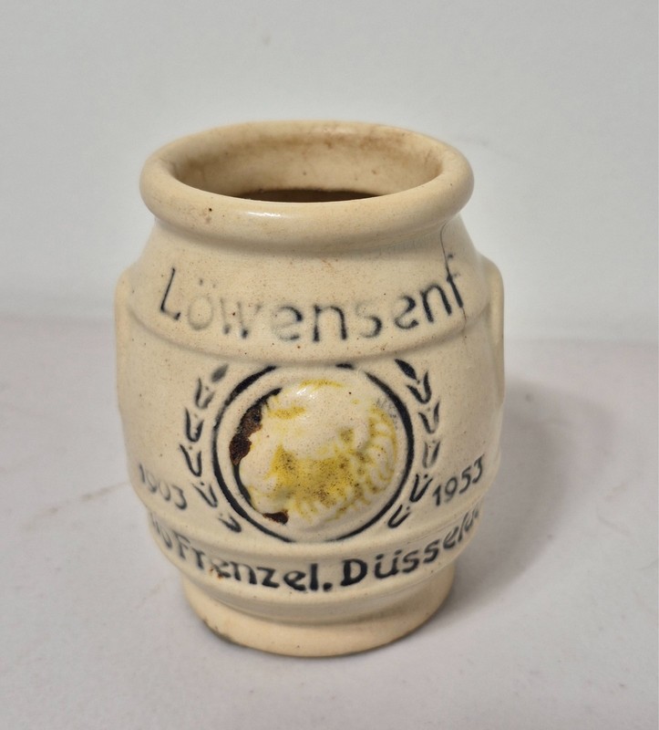 Otto Frenzel Lowensenf Mustard Pot Dusseldorf Lion’s Brand Vintage 1950s Germany