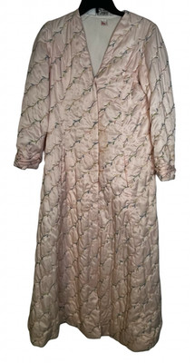 Vintage Matej for I Magnin Robe Womens Medium Pink Quilted Satin Mid Cen G2U