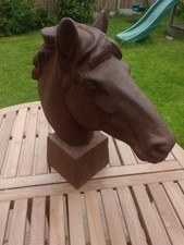 Horse Head Bust Sculpture - Cast Iron Outdoor Garden Statue Ornament - 34kg