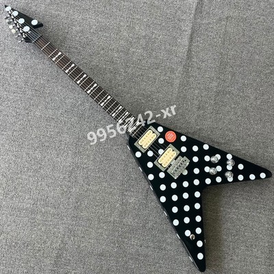 Randy Rhoads Electric Guitar Black&White Polka Dots Tremolo Bridge Chrome