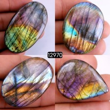 4 Pcs 216 Cts Natural Labradorite Loose Cabochon Gemstone 30x22-51x31mm R-12970
