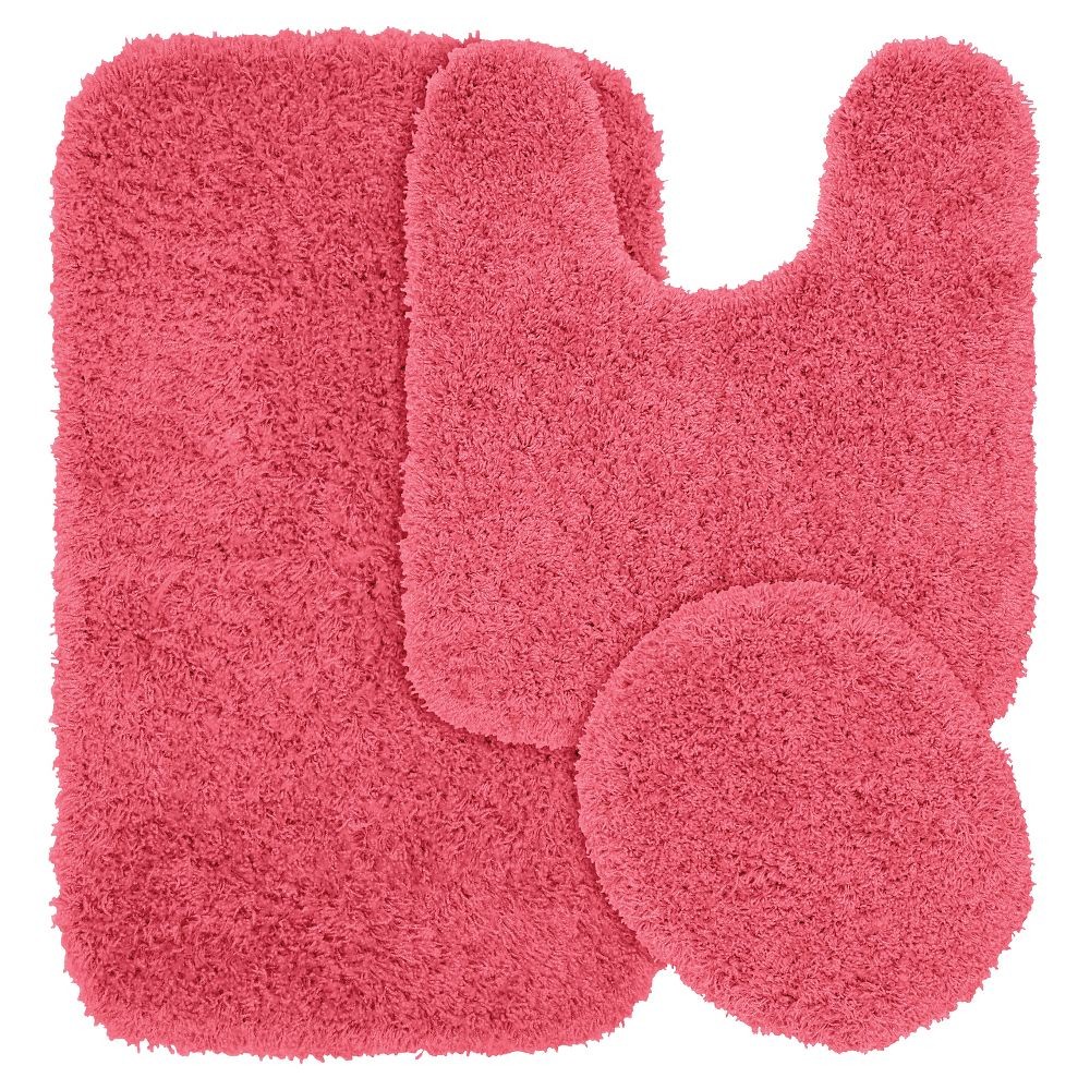 Набор моющихся нейлоновых ковриков для ванной Jazz Shaggy из 3 предметов розовый - Garland