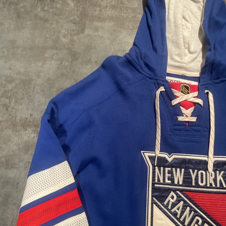 New York Rangers Training NHL Hockey Sweatshirt Hoodie CCM Blue Men Size Large - Image 4 of 4