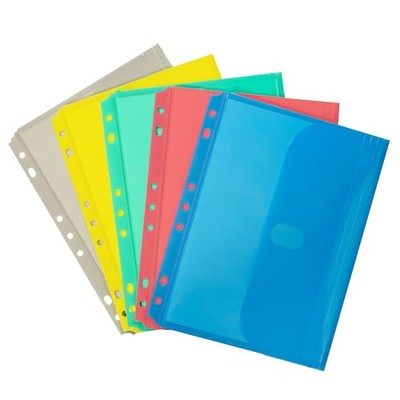 C-Line Super Heavyweight Poly Mini Size Binder Pocket, 5.5 x 8.5 inches, 7-Hole