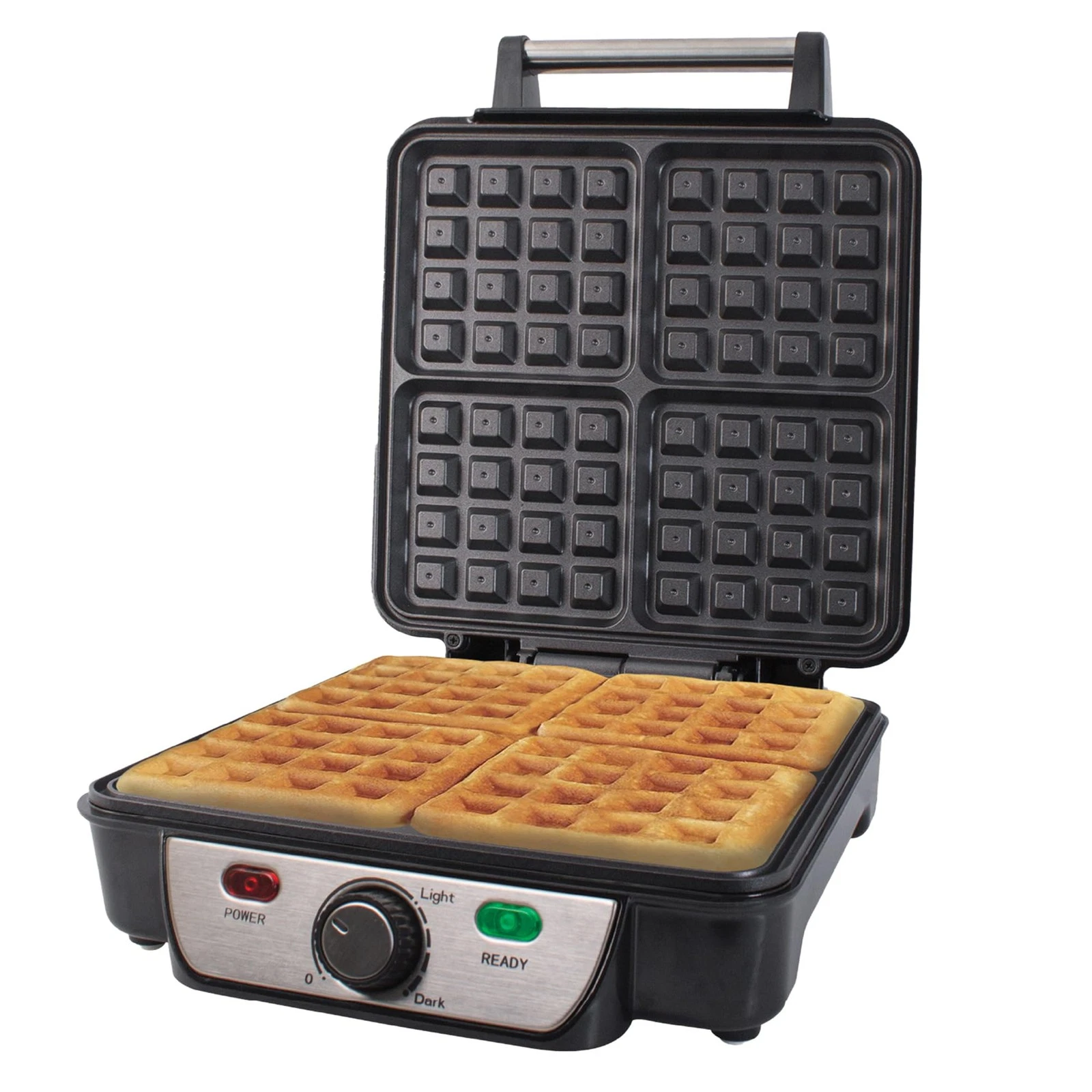 Quest 35940 Four Slice Deep Fill Waffle Maker/Non-Stick Hot 4 Waffles, Black