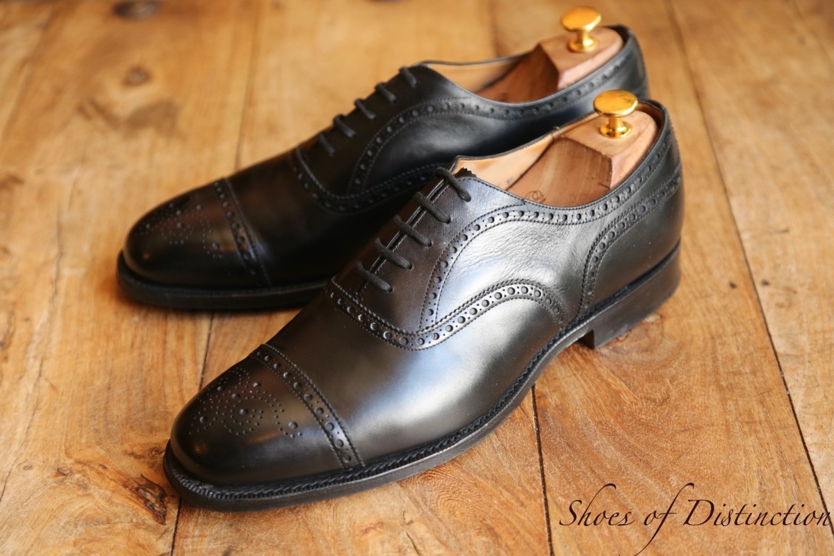 Church's Diplomat Black Leather Oxford Brogue Shoes UK F US