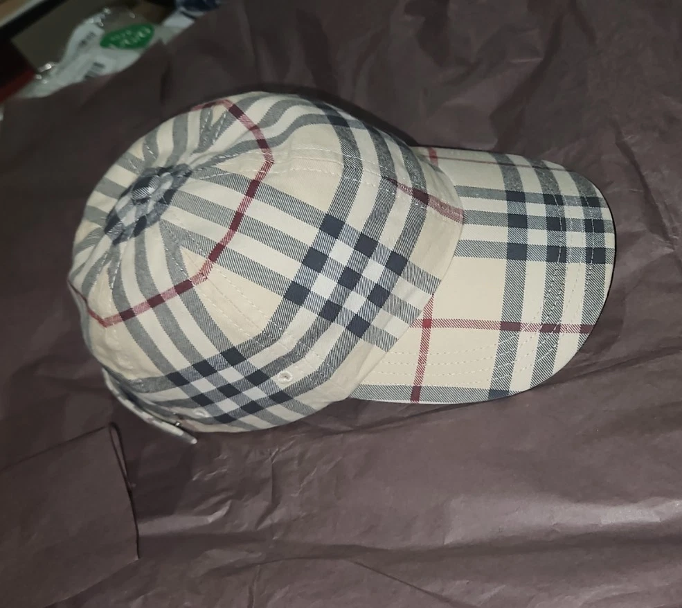 Burberry London Vintage Check Baseball Cap Hat Beige Plaid Tan Sz M Vintage Burberry Plaid Baseball Cap - Tan – Baseline main image 4