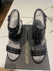 Rebecca Minkoff Black Leather Eyelet Strappy Ankle Buckle Block Sandals 8.5M — photo 2