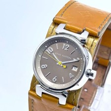 Louis Vuitton Tambour Q1212 Vernis Orange Monogram Quartz 3 Hand Used