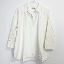 Vineyard Vines Tunic Top Womens Medium Lucaya Ivory Linen Cotton Blend Shirt NWT