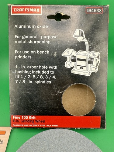 SEARS Craftsman 9 64533 Aluminum Oxide Grinding Wheel 6''x 3/4'' - FINE-100 NEW - Picture 3 of 7