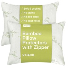 Cloud-Like Pillow Protectors with Zipper Queen Size - Breathable Cooling Pill...