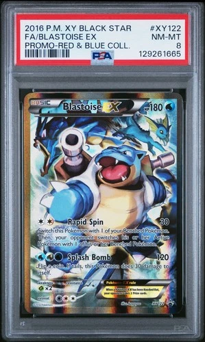 2016 POKEMON XY BLACK STAR PROMO RED & BLUE COLL FULL ART/BLASTOISE EX PSA 8
