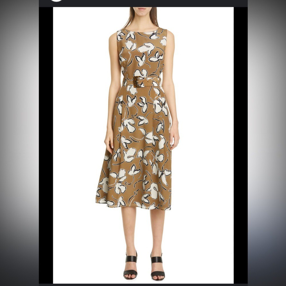 LAFAYETTE 148 New York Gracie Belted Silk Midi Dress In Shiitake