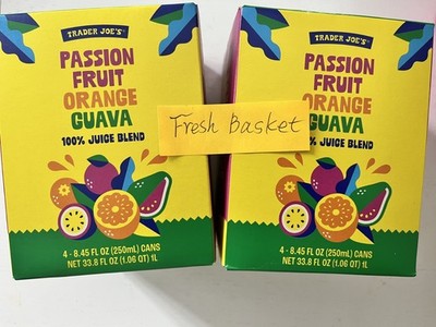 2-TRADER JOE S PASSION FRUIT ORANGE GUAVA 100% JUICE BLEND  4 - 8.45 fl oz Can