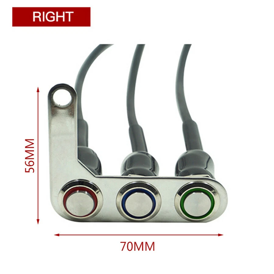 Controlador de interruptor de manillar de motocicleta de 3 botones derecho Indicador LED impermeable Foto 3 de 4