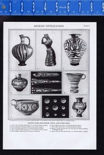 Aegean Civilization-Gold, Ceramics, Ivory, Vases, Bronze - 1950s Print + BONUS