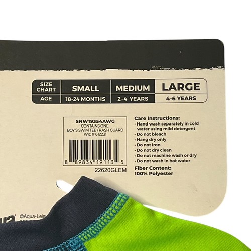 Sun Smart Boy's Surf's Up Rash Guard Swim Tee UPF 50+ Protective Long Sleeve L - Picture 3 of 6
